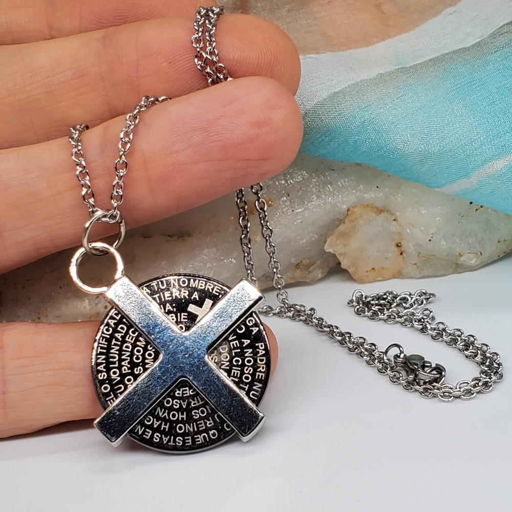 ❤️ Hypoallergenic Jewelry Prey Cross Pendant Silver Chain Necklace Gift